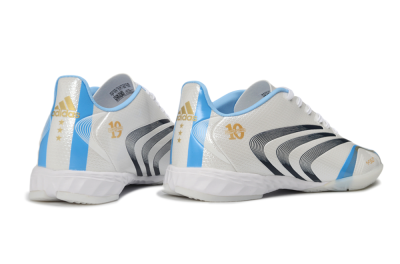 Adidas F50 Elite Tunit IC Indoor & Futsal Soccer Shoes - White/Sky Blue/Navy