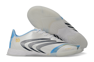 Adidas F50 Elite Tunit IC Indoor & Futsal Soccer Shoes - White/Sky Blue/Navy