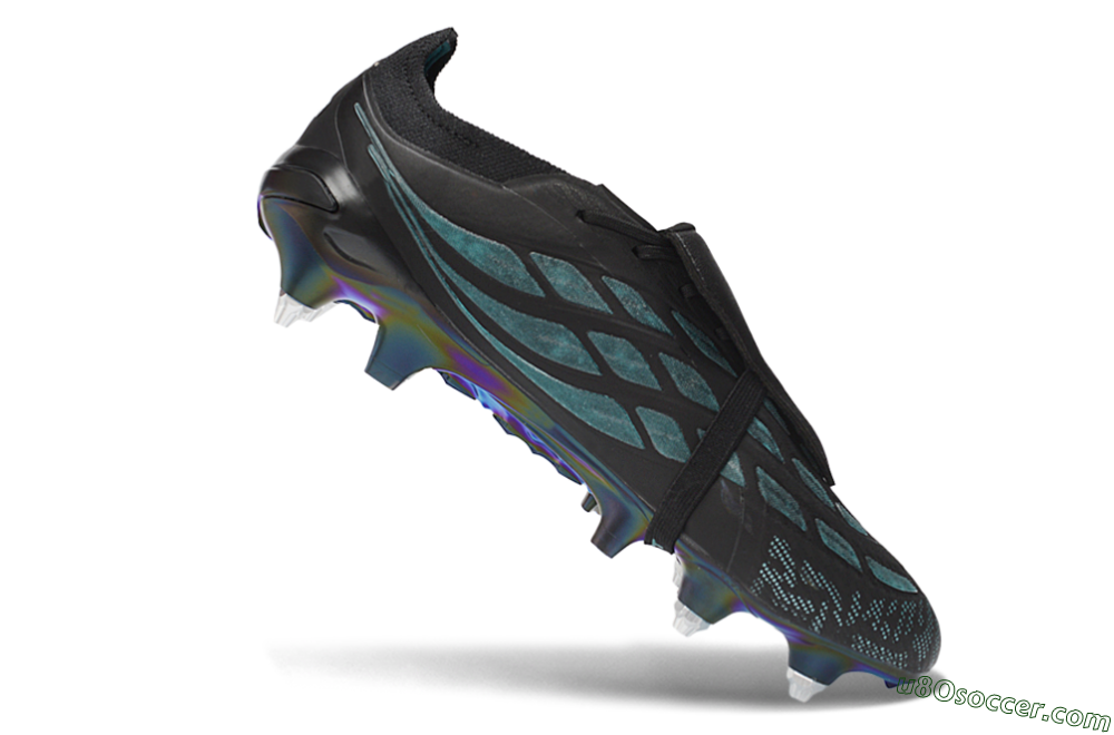 Adidas Predator 26 Elite Fold-Over Tongue SG Soft Ground Soccer Cleats - Black/Core Black/Iridescent Teal 4
