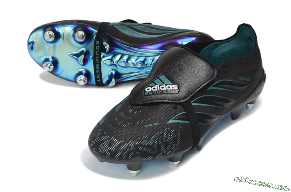 Adidas Predator 26 Elite Fold-Over Tongue SG Soft Ground Soccer Cleats - Black/Core Black/Iridescent Teal 3