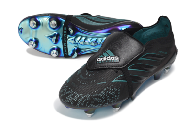 Adidas Predator 26 Elite Fold-Over Tongue SG Soft Ground Soccer Cleats - Black/Core Black/Iridescent Teal