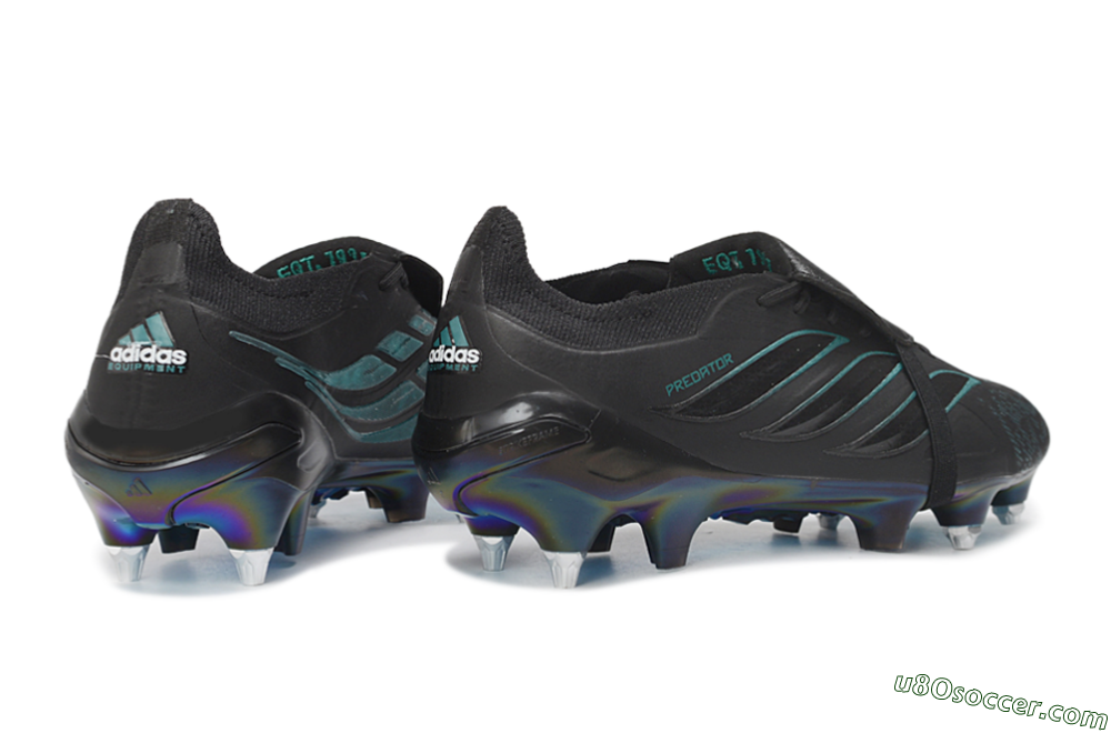 Adidas Predator 26 Elite Fold-Over Tongue SG Soft Ground Soccer Cleats - Black/Core Black/Iridescent Teal 6