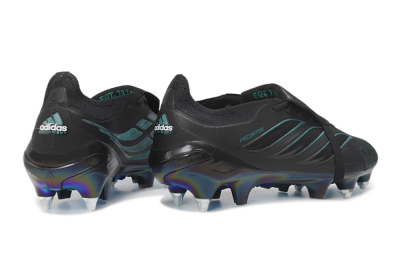 Adidas Predator 26 Elite Fold-Over Tongue SG Soft Ground Soccer Cleats - Black/Core Black/Iridescent Teal