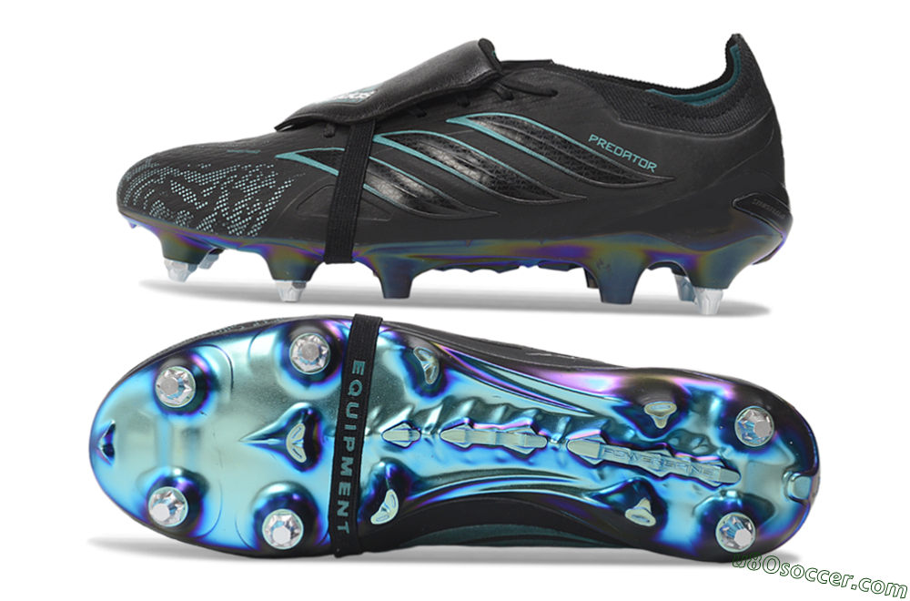 Adidas Predator 26 Elite Fold-Over Tongue SG Soft Ground Soccer Cleats - Black/Core Black/Iridescent Teal 0