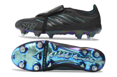 Adidas Predator 26 Elite Fold-Over Tongue SG Soft Ground Soccer Cleats - Black/Core Black/Iridescent Teal