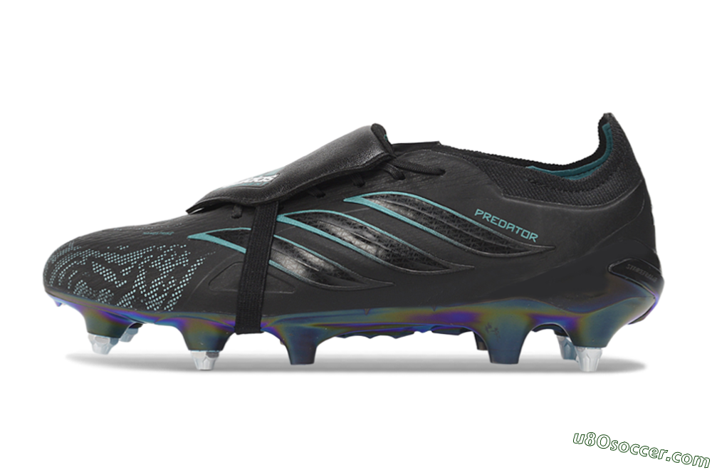 Adidas Predator 26 Elite Fold-Over Tongue SG Soft Ground Soccer Cleats - Black/Core Black/Iridescent Teal 2