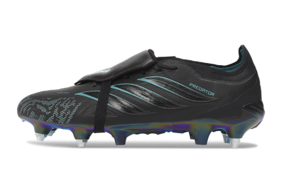 Adidas Predator 26 Elite Fold-Over Tongue SG Soft Ground Soccer Cleats - Black/Core Black/Iridescent Teal