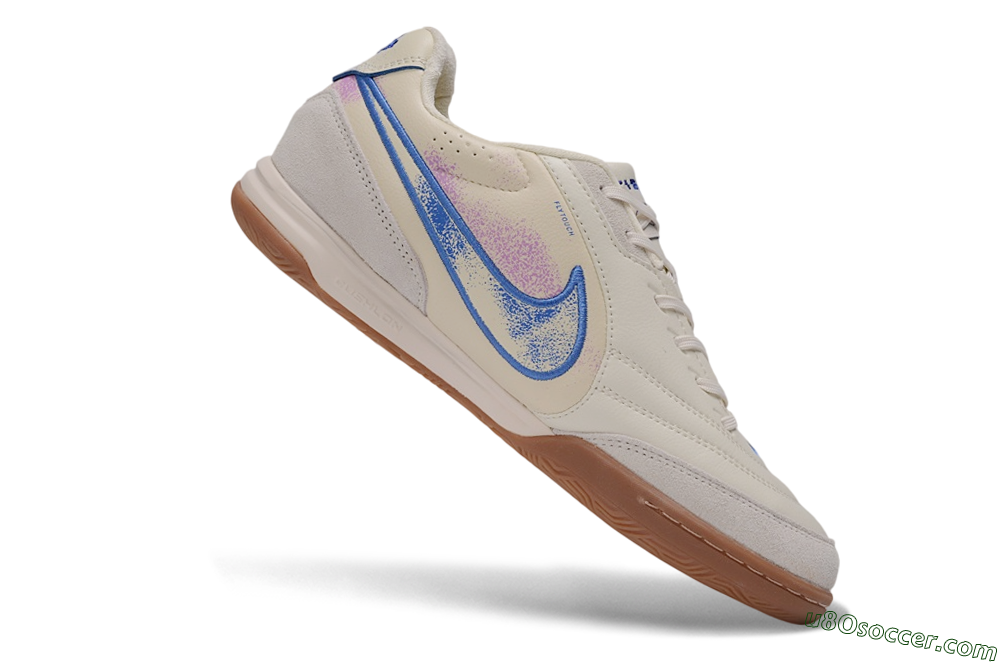 Nike Tiempo Street Gato PRM IC Indoor & Futsal Soccer Shoes - White/Sail/Royal Blue 4