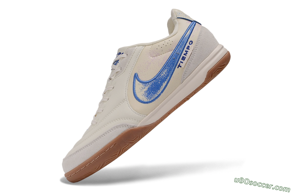 Nike Tiempo Street Gato PRM IC Indoor & Futsal Soccer Shoes - White/Sail/Royal Blue 5