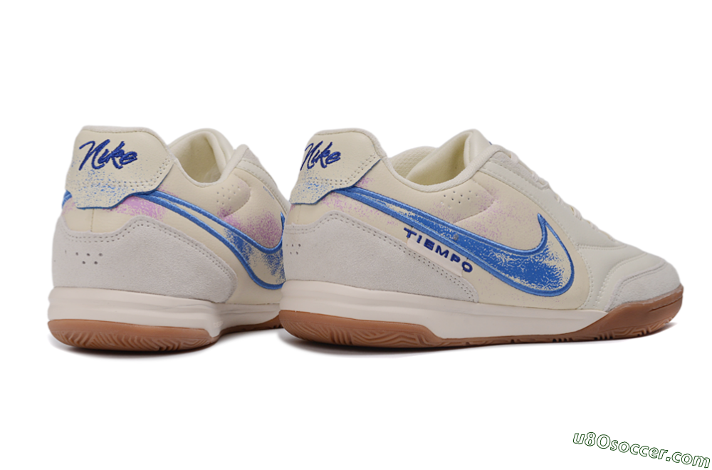 Nike Tiempo Street Gato PRM IC Indoor & Futsal Soccer Shoes - White/Sail/Royal Blue 6