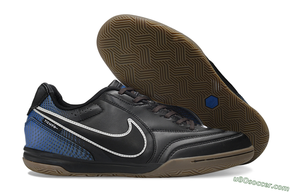 Nike Tiempo Street Gato PRM IC Indoor & Futsal Soccer Shoes - Black/Black/Game Royal 1