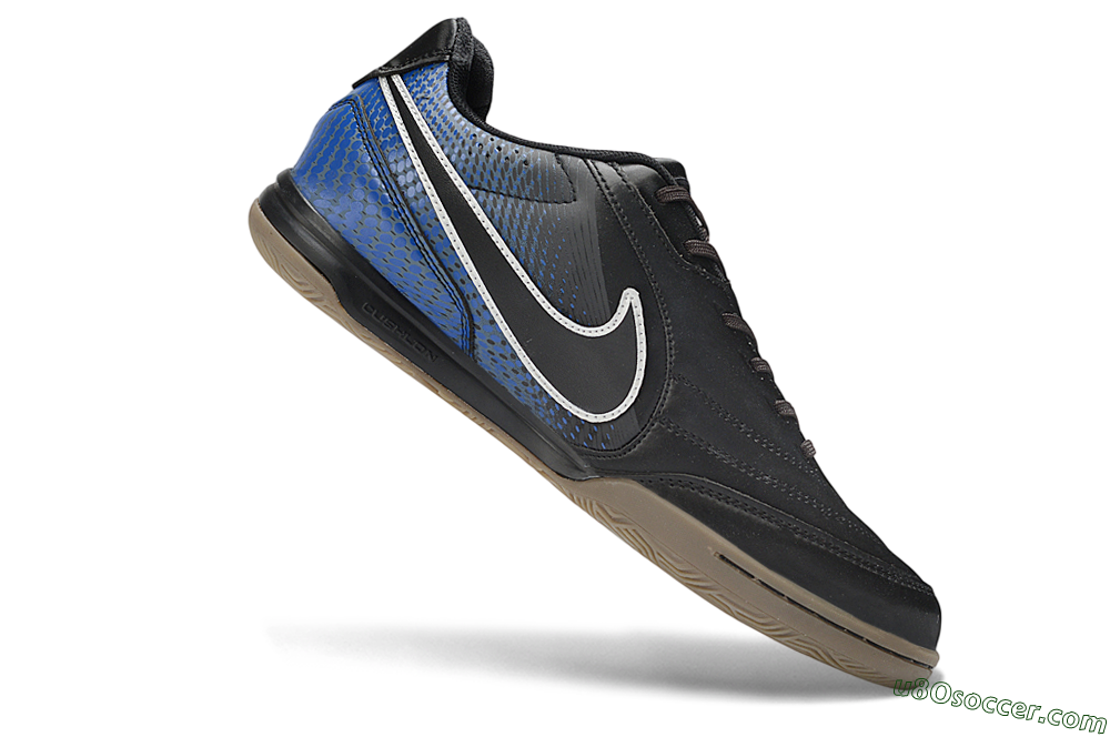 Nike Tiempo Street Gato PRM IC Indoor & Futsal Soccer Shoes - Black/Black/Game Royal 4
