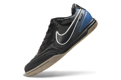 Nike Tiempo Street Gato PRM IC Indoor & Futsal Soccer Shoes - Black/Black/Game Royal