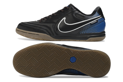 Nike Tiempo Street Gato PRM IC Indoor & Futsal Soccer Shoes - Black/Black/Game Royal