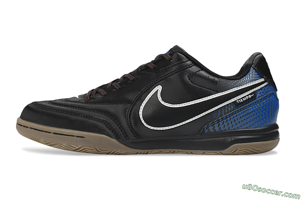 Nike Tiempo Street Gato PRM IC Indoor & Futsal Soccer Shoes - Black/Black/Game Royal 2