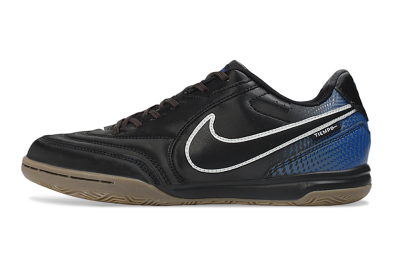Nike Tiempo Street Gato PRM IC Indoor & Futsal Soccer Shoes - Black/Black/Game Royal