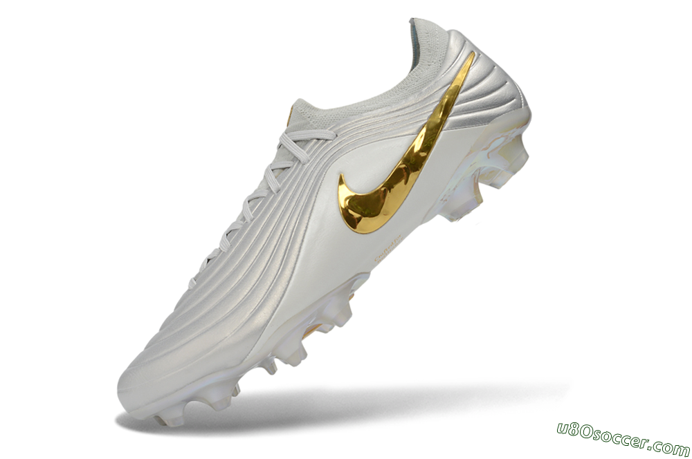 Nike Tiempo Legend 11 Elite FG Firm Ground Soccer Cleats - White/Metallic Silver/Metallic Gold 5