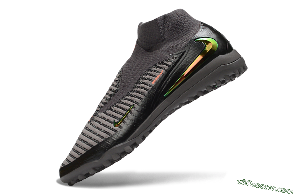 Nike Phantom 6 Elite High TF Artificial Turf Soccer Shoes - Grey/Iron Grey/Black Iridescent 5