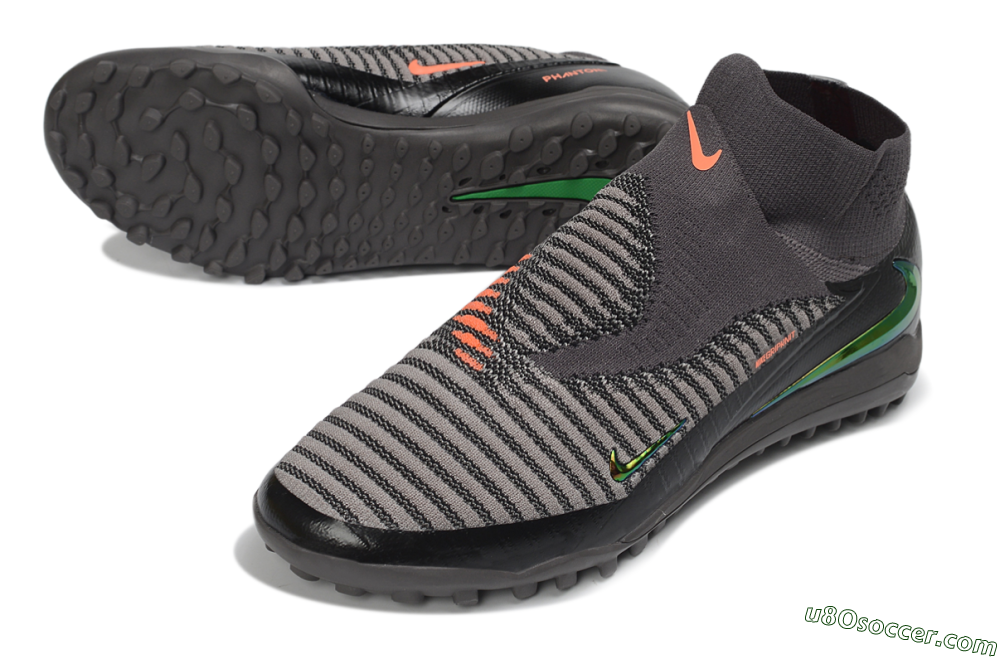 Nike Phantom 6 Elite High TF Artificial Turf Soccer Shoes - Grey/Iron Grey/Black Iridescent 3