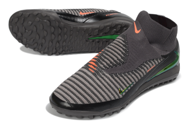 Nike Phantom 6 Elite High TF Artificial Turf Soccer Shoes - Grey/Iron Grey/Black Iridescent