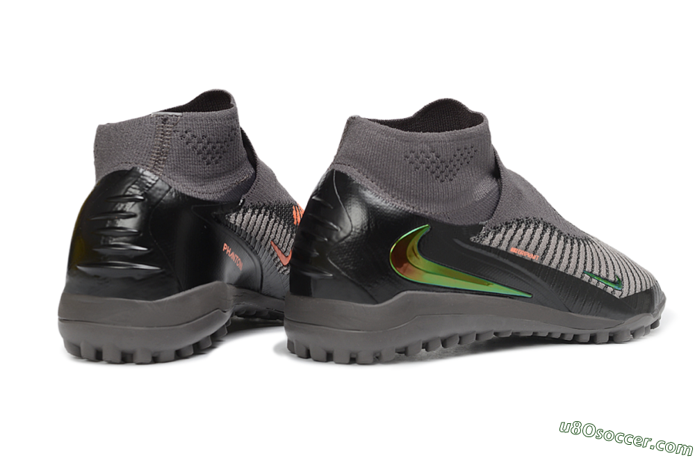 Nike Phantom 6 Elite High TF Artificial Turf Soccer Shoes - Grey/Iron Grey/Black Iridescent 6