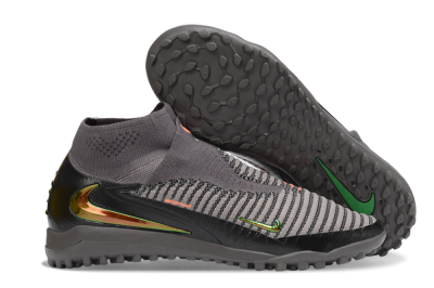 Nike Phantom 6 Elite High TF Artificial Turf Soccer Shoes - Grey/Iron Grey/Black Iridescent