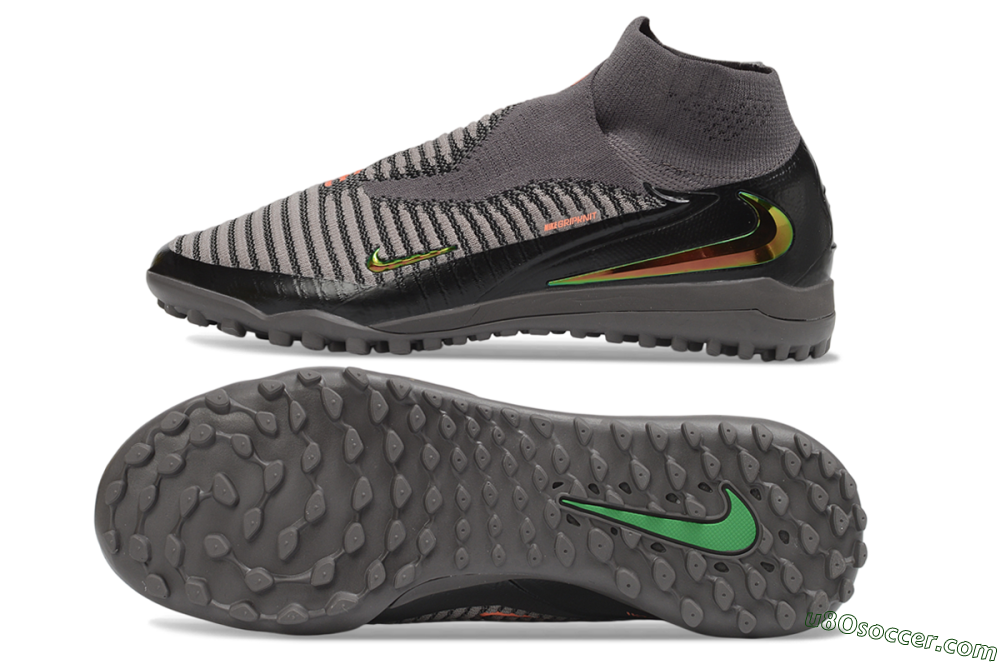 Nike Phantom 6 Elite High TF Artificial Turf Soccer Shoes - Grey/Iron Grey/Black Iridescent 0