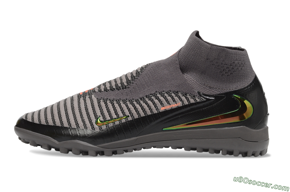 Nike Phantom 6 Elite High TF Artificial Turf Soccer Shoes - Grey/Iron Grey/Black Iridescent 2