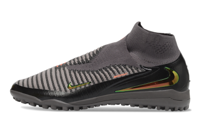 Nike Phantom 6 Elite High TF Artificial Turf Soccer Shoes - Grey/Iron Grey/Black Iridescent