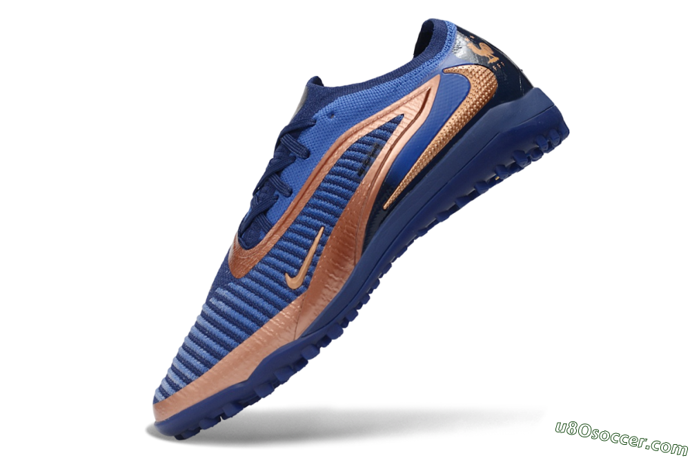 Nike Phantom 6 Elite Low TF Artificial Turf Soccer Shoes - Blue/Midnight Navy/Metallic Copper 5