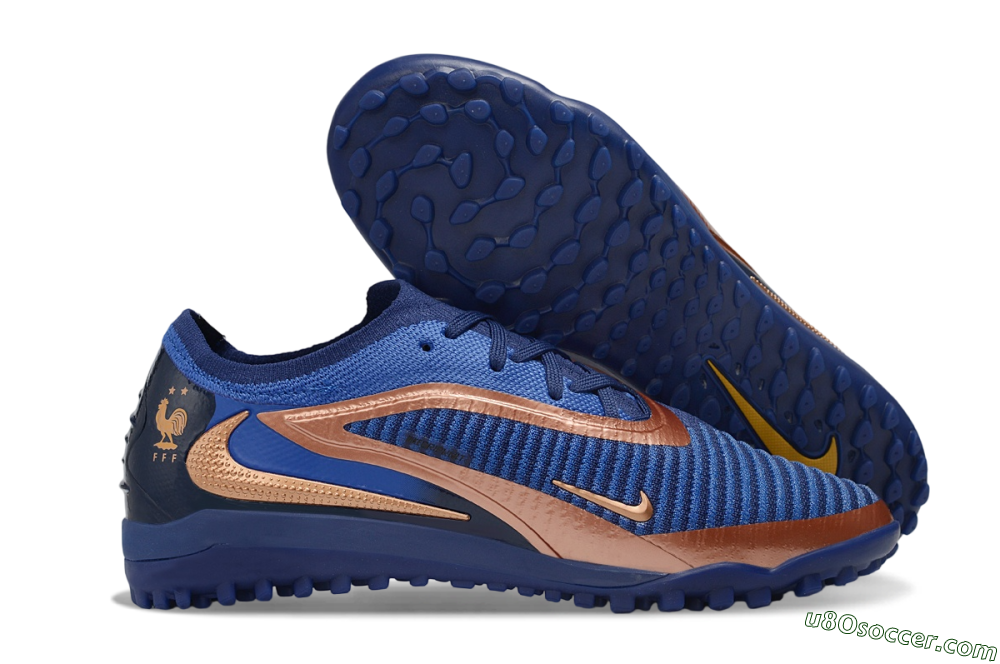 Nike Phantom 6 Elite Low TF Artificial Turf Soccer Shoes - Blue/Midnight Navy/Metallic Copper 1