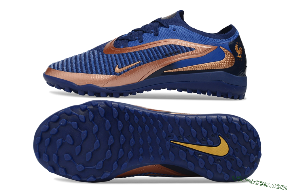 Nike Phantom 6 Elite Low TF Artificial Turf Soccer Shoes - Blue/Midnight Navy/Metallic Copper 0