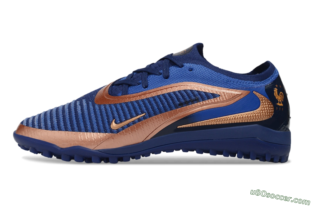 Nike Phantom 6 Elite Low TF Artificial Turf Soccer Shoes - Blue/Midnight Navy/Metallic Copper 2