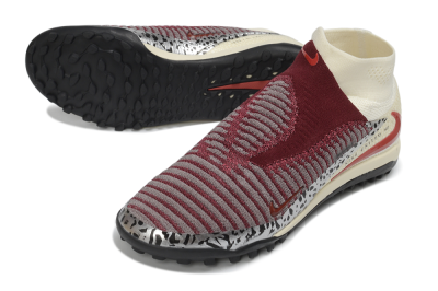 Nike Phantom 6 Elite High TF Artificial Turf Soccer Shoes - Maroon/Burgundy/Cream