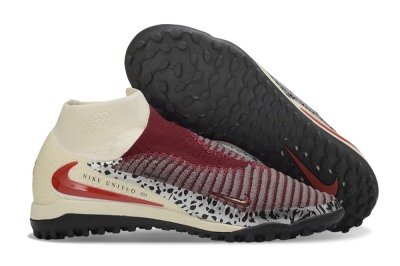 Nike Phantom 6 Elite High TF Artificial Turf Soccer Shoes - Maroon/Burgundy/Cream