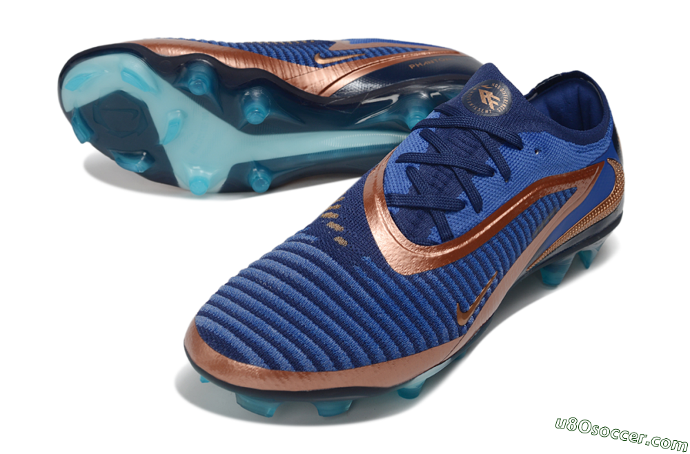 Nike Phantom 6 Elite Low FG Firm Ground Soccer Cleats - Blue/Midnight Navy/Metallic Copper 3