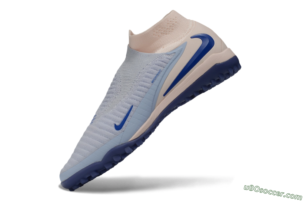 Nike Phantom 6 Elite High TF Artificial Turf Soccer Shoes - Blue/Baltic Blue/Barely Peach 5