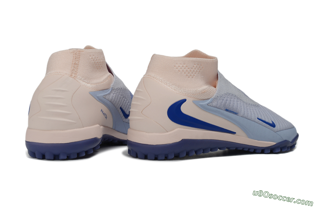 Nike Phantom 6 Elite High TF Artificial Turf Soccer Shoes - Blue/Baltic Blue/Barely Peach 6