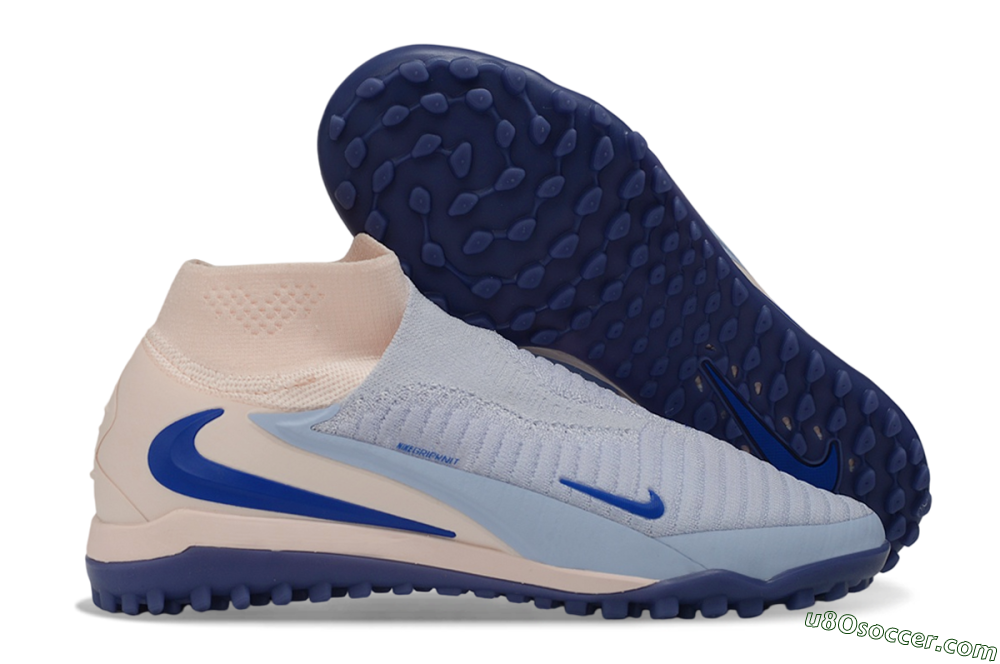 Nike Phantom 6 Elite High TF Artificial Turf Soccer Shoes - Blue/Baltic Blue/Barely Peach 1