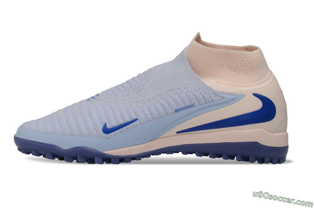Nike Phantom 6 Elite High TF Artificial Turf Soccer Shoes - Blue/Baltic Blue/Barely Peach 2