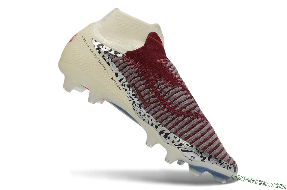 Nike Phantom 6 Elite High FG Firm Ground Soccer Cleats - Beige/Cream/Burgundy 4