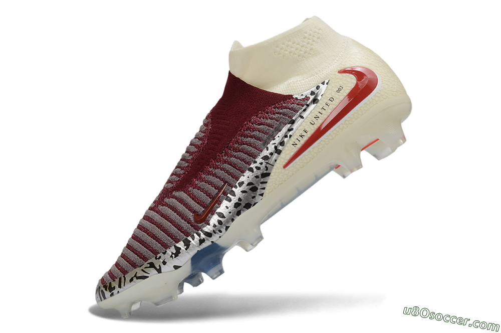Nike Phantom 6 Elite High FG Firm Ground Soccer Cleats - Beige/Cream/Burgundy 5