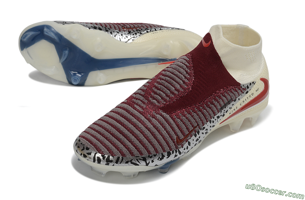 Nike Phantom 6 Elite High FG Firm Ground Soccer Cleats - Beige/Cream/Burgundy 3