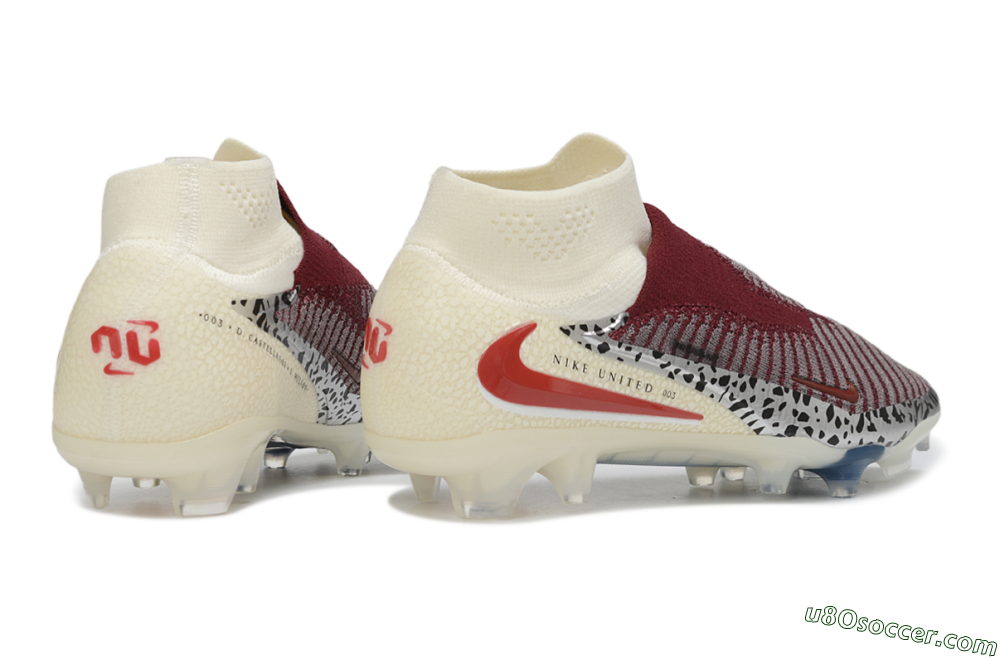 Nike Phantom 6 Elite High FG Firm Ground Soccer Cleats - Beige/Cream/Burgundy 6