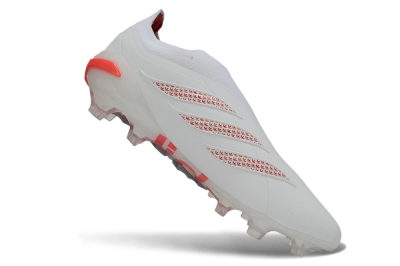 Adidas Predator 26 Elite Laceless FG Firm Ground Soccer Cleats - White/Cloud White/Solar Red