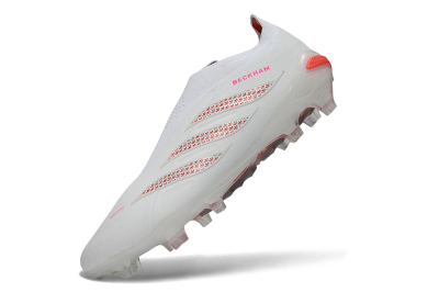 Adidas Predator 26 Elite Laceless FG Firm Ground Soccer Cleats - White/Cloud White/Solar Red