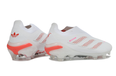 Adidas Predator 26 Elite Laceless FG Firm Ground Soccer Cleats - White/Cloud White/Solar Red
