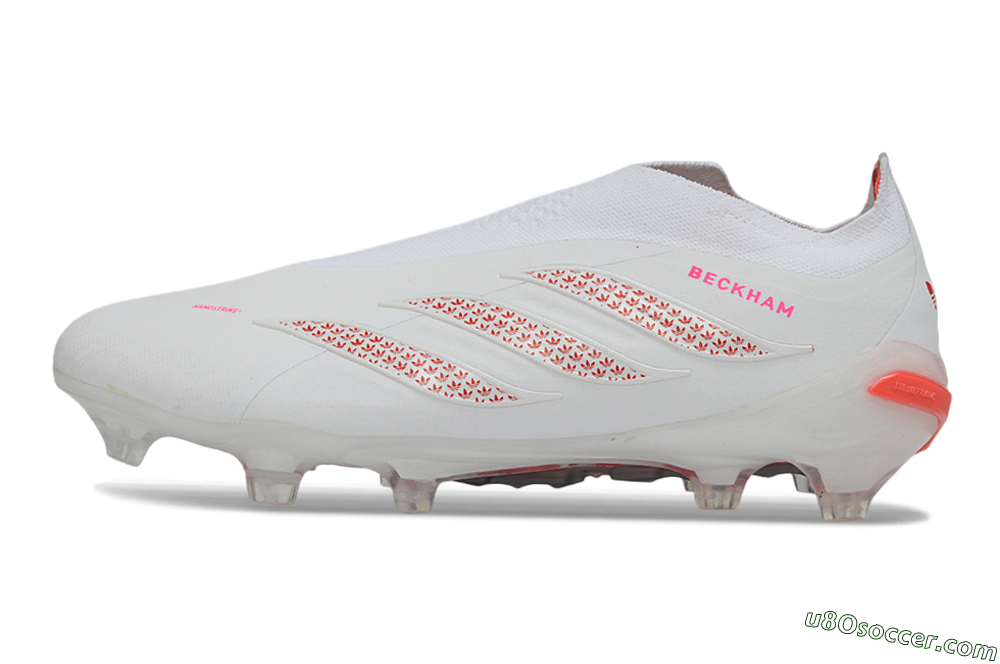 Adidas Predator 26 Elite Laceless FG Firm Ground Soccer Cleats - White/Cloud White/Solar Red 2