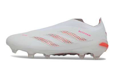 Adidas Predator 26 Elite Laceless FG Firm Ground Soccer Cleats - White/Cloud White/Solar Red