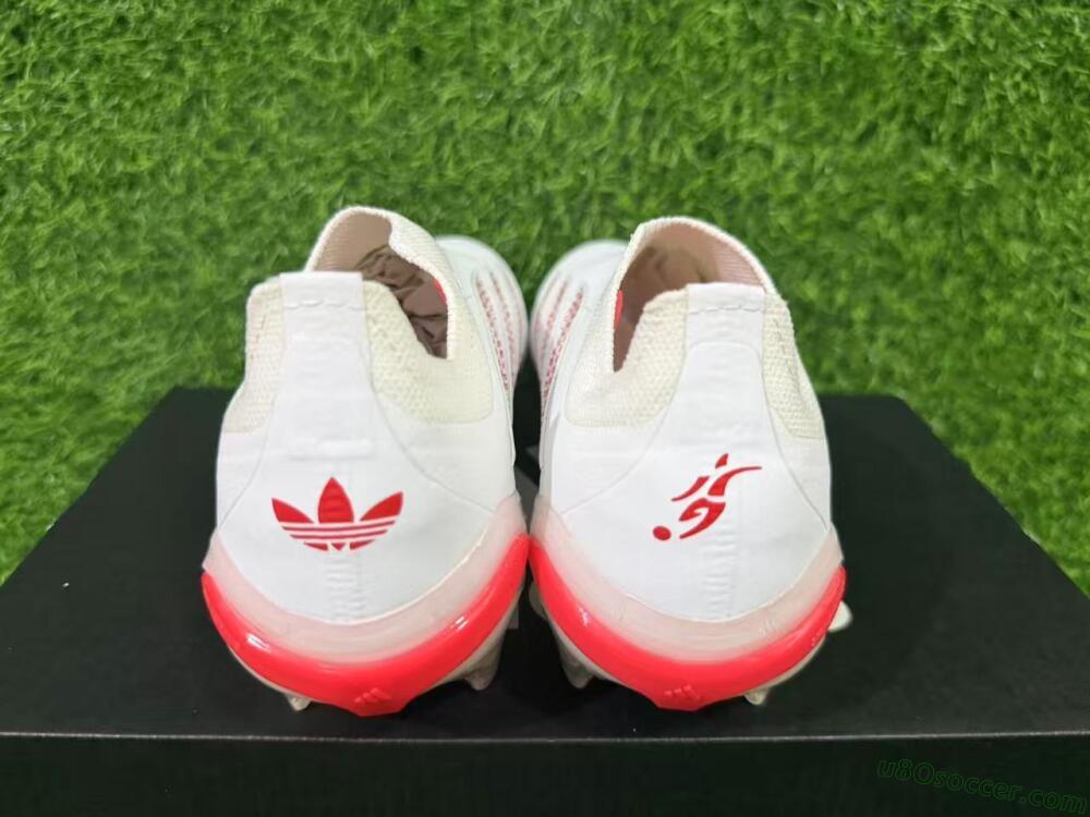 Adidas Predator 26 Elite Laceless FG Firm Ground Soccer Cleats - White/Cloud White/Solar Red